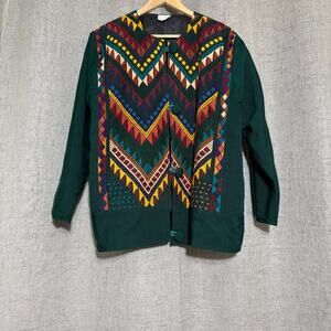 Artesanias De Colores Jacket Women Medium Aztec Tapestry Woven Western Bohemian